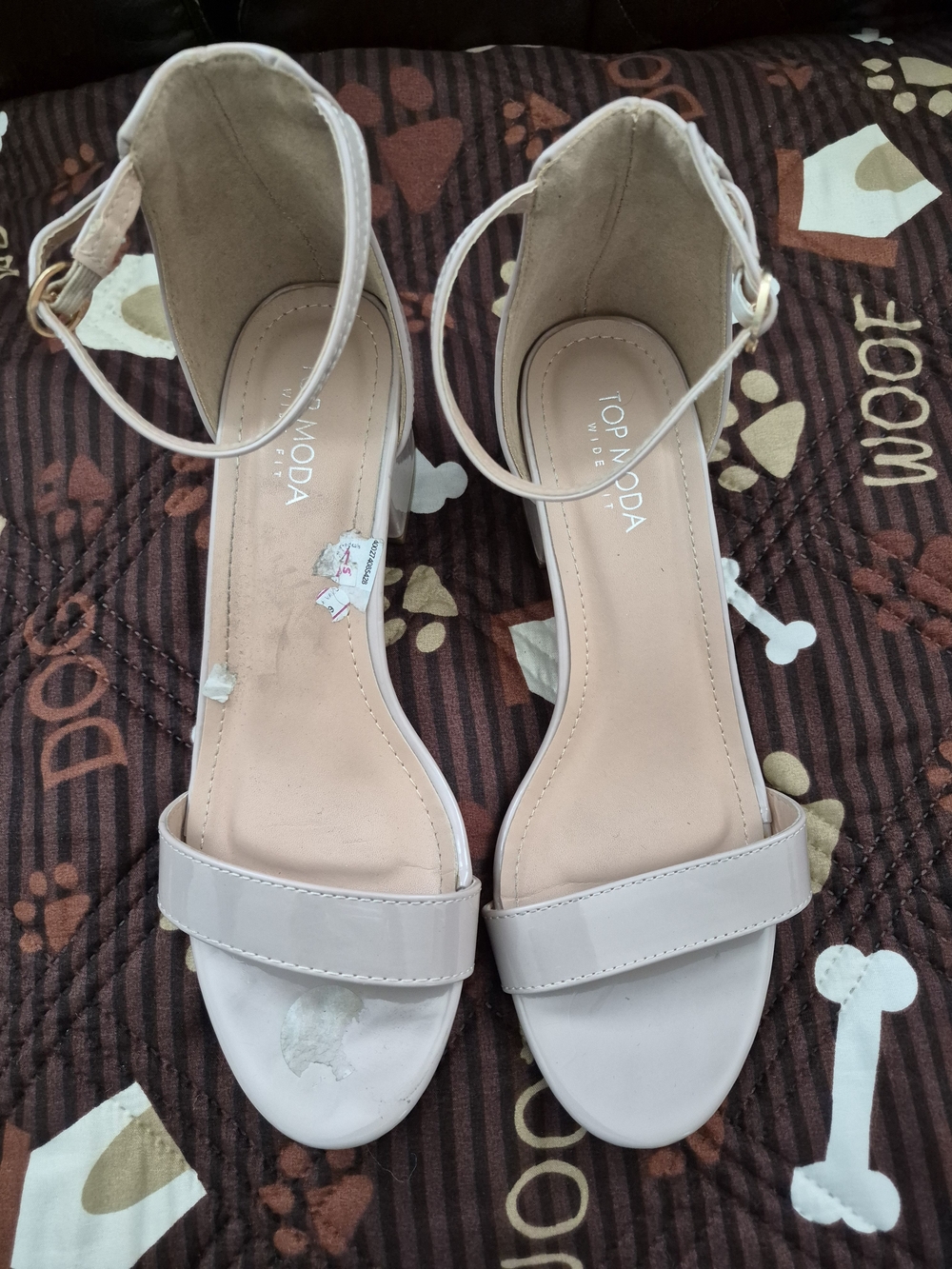 TOP Moda Women's Light Beige Ankle-Strap Block Heel Sandals Size 8